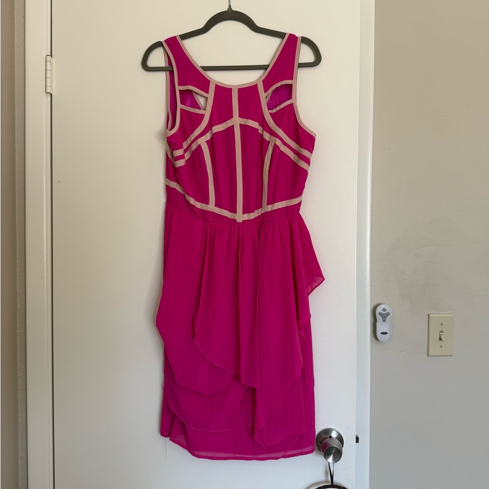 Gibson Latimer Hot Pink and cream dress. Size 12. 
Boho/Modern/Art Deco